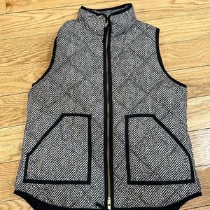 J.Crew Factory Womens Black Printed Herringbone Excursion Puffer Vest S